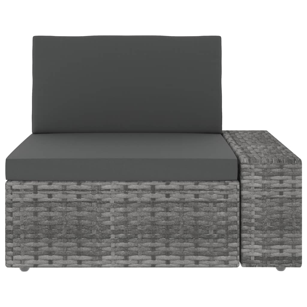 3-Delige Loungeset Poly Rattan Grijs 1 Hoekbank (linkerarmleuning) + hoekbank (rechterarmleuning) + salontafel