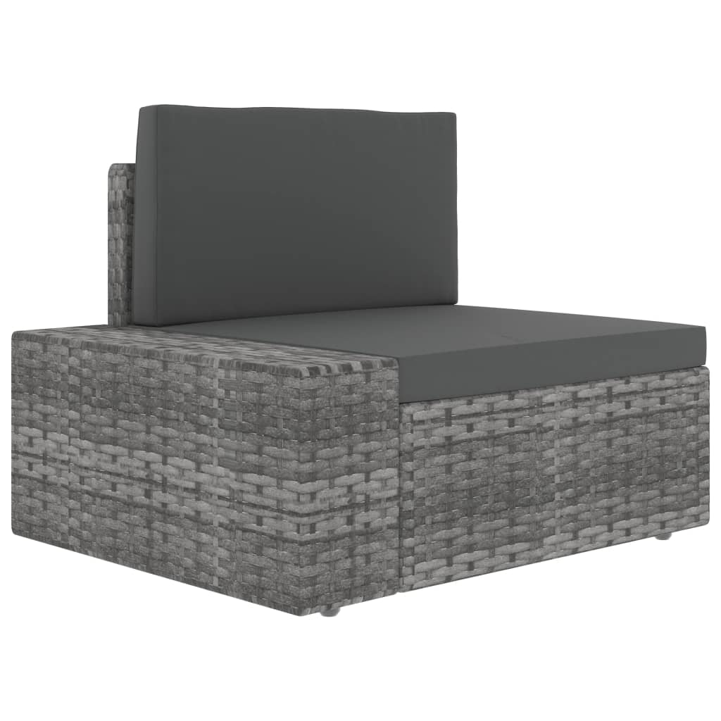 3-Delige Loungeset Poly Rattan Grijs 1 Hoekbank (linkerarmleuning) + hoekbank (rechterarmleuning) + salontafel