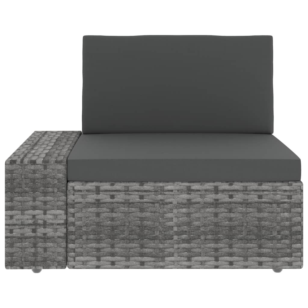 3-Delige Loungeset Poly Rattan Grijs 1 Hoekbank (linkerarmleuning) + hoekbank (rechterarmleuning) + salontafel