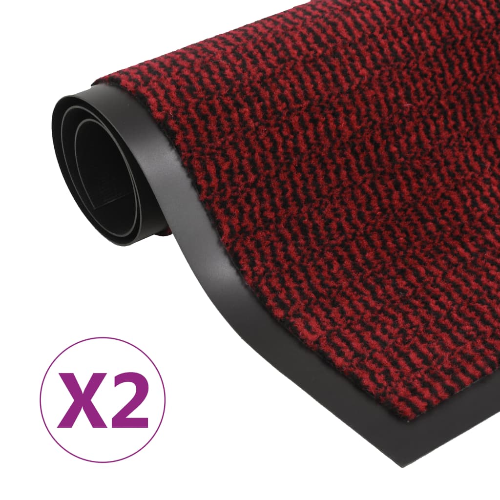 Droogloopmatten 2 st rechthoekig getuft 60x90 cm rood