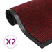 Droogloopmatten 2 st rechthoekig getuft 60x90 cm rood