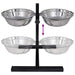 Voerstand en kom met hondenvoer Zilver en Zwart 57,5 x 26 cm