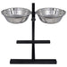 Voerstand en kom met hondenvoer Zilver en Zwart 57,5 x 26 cm
