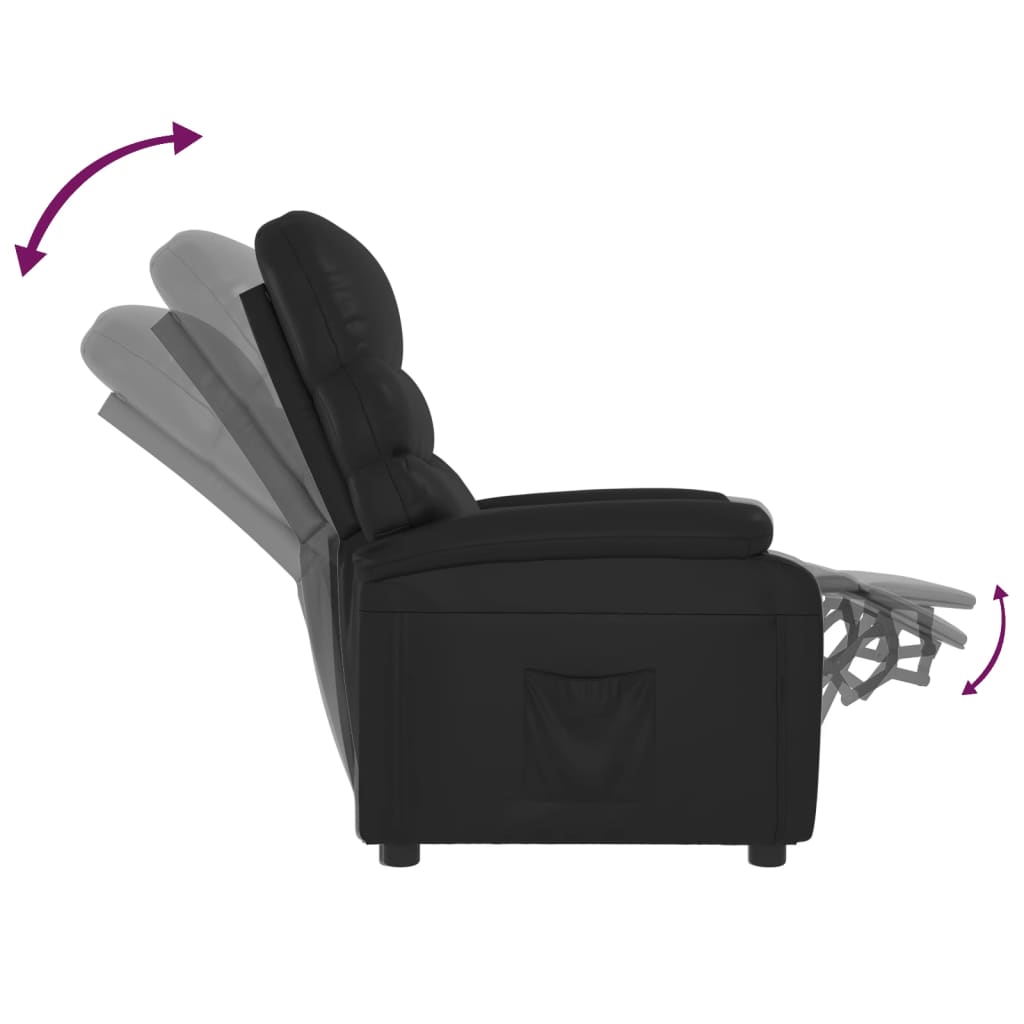 Fauteuil verstelbaar kunstleer zwart