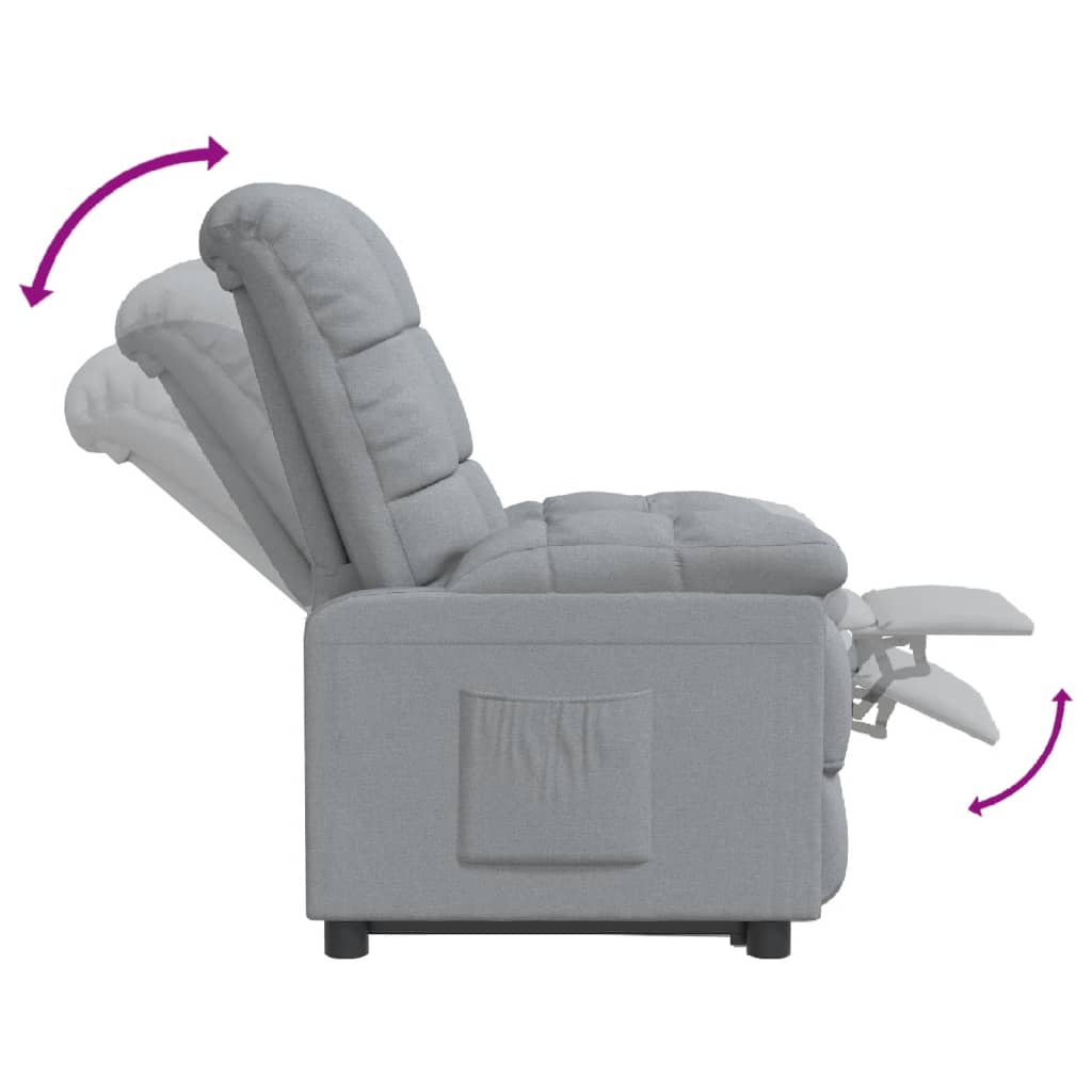 Fauteuil verstelbaar stof lichtgrijs