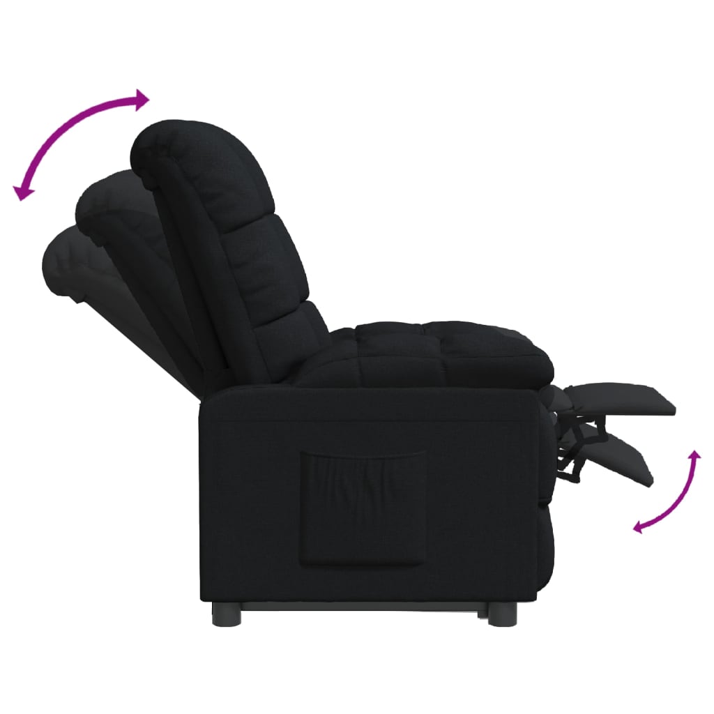 Fauteuil verstelbaar stof zwart