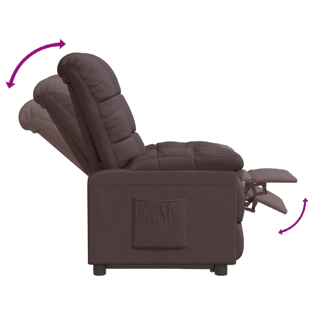 Fauteuil verstelbaar stof donkerbruin