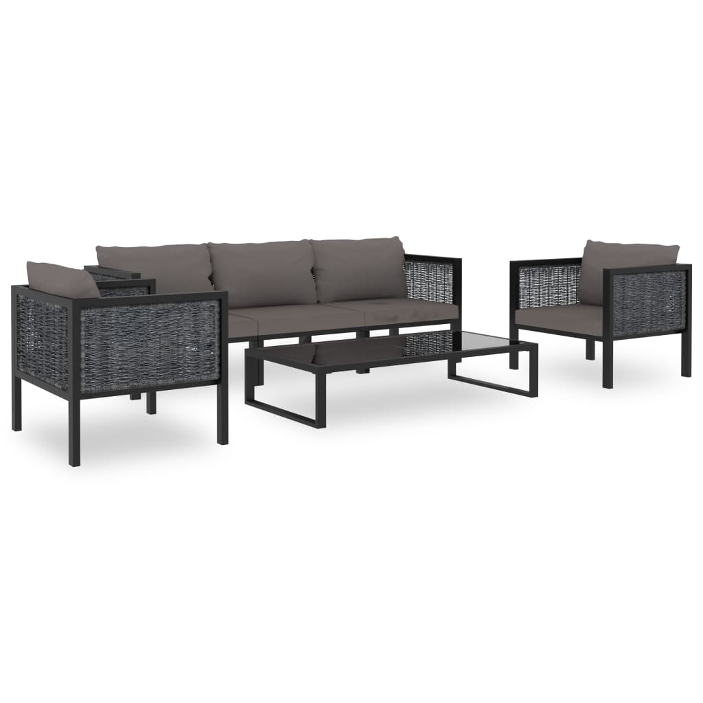 Hoekbank Sectioneel Met Linkerarmleuning Poly Rattan Antraciet 1 Donkergrijs