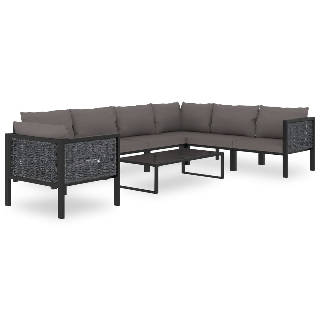 Hoekbank Sectioneel Met Linkerarmleuning Poly Rattan Antraciet 1 Donkergrijs