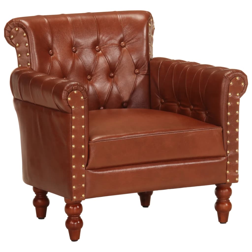 Fauteuil echt geitenleer bruin