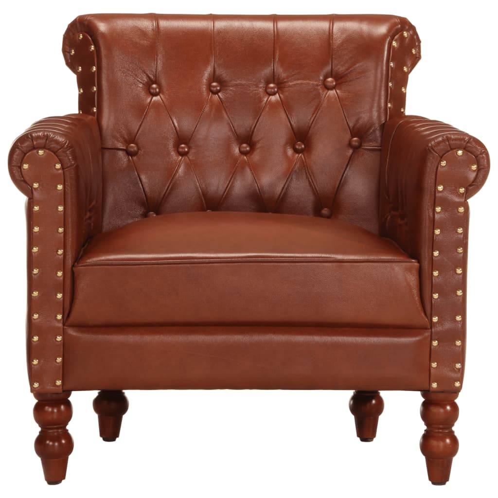 Fauteuil echt geitenleer bruin