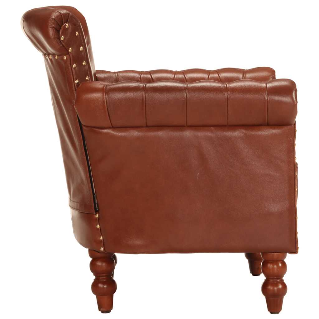 Fauteuil echt geitenleer bruin