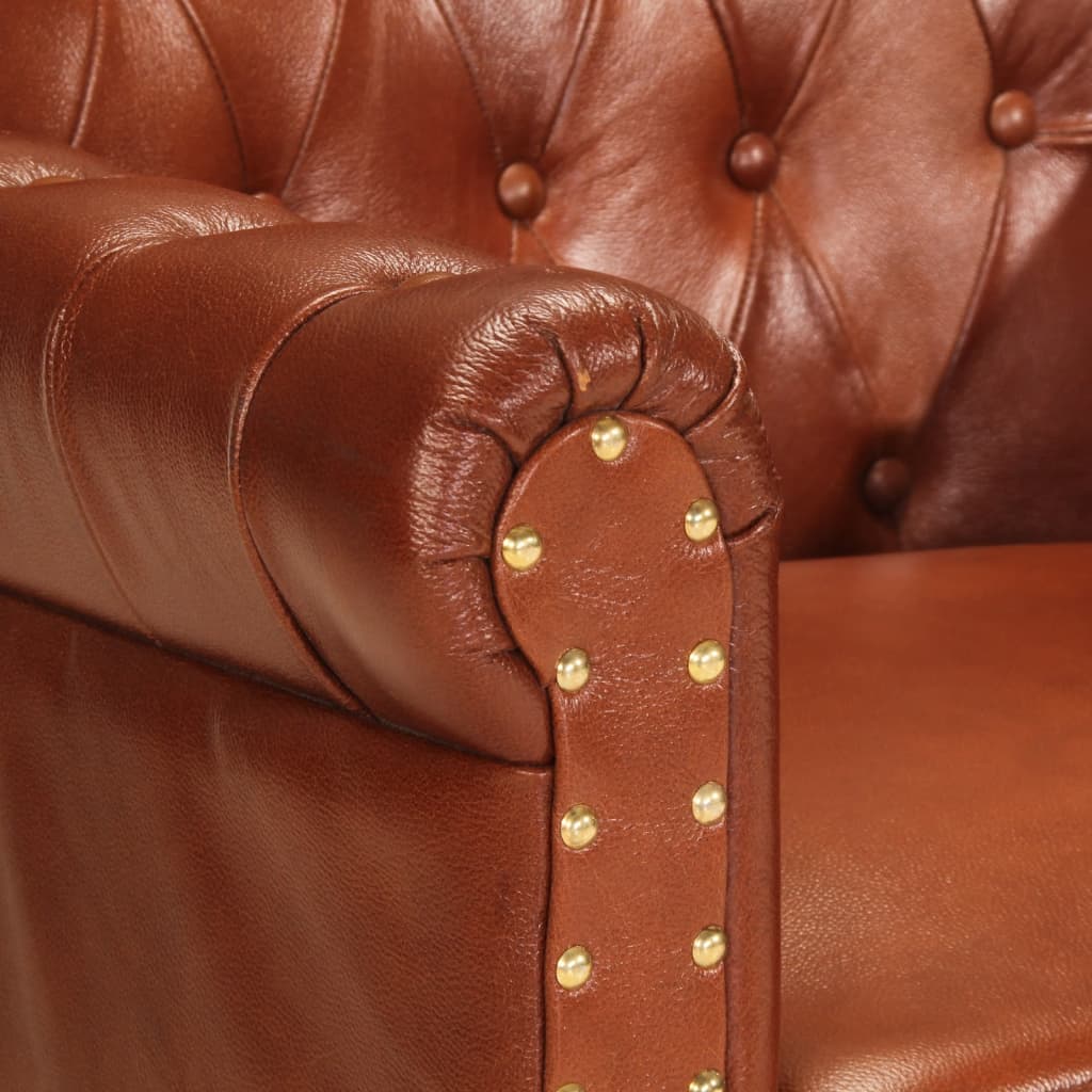 Fauteuil echt geitenleer bruin