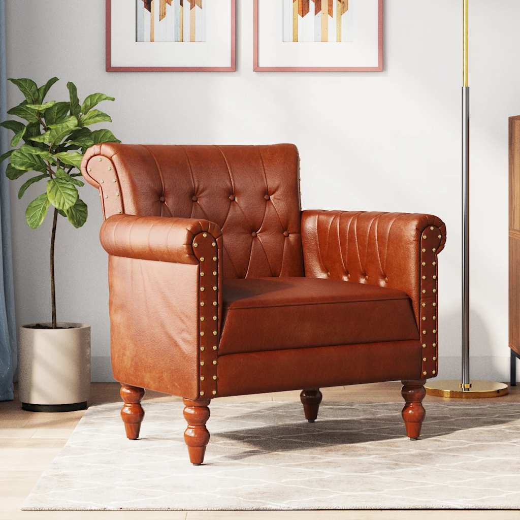Fauteuil echt geitenleer bruin