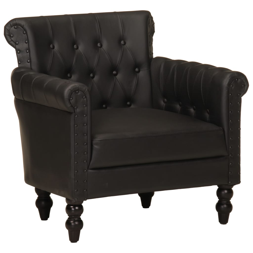 Fauteuil echt geitenleer zwart