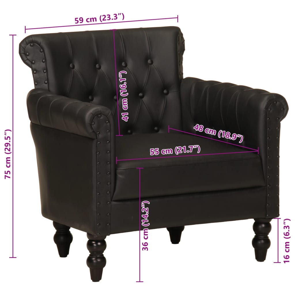 Fauteuil echt geitenleer zwart