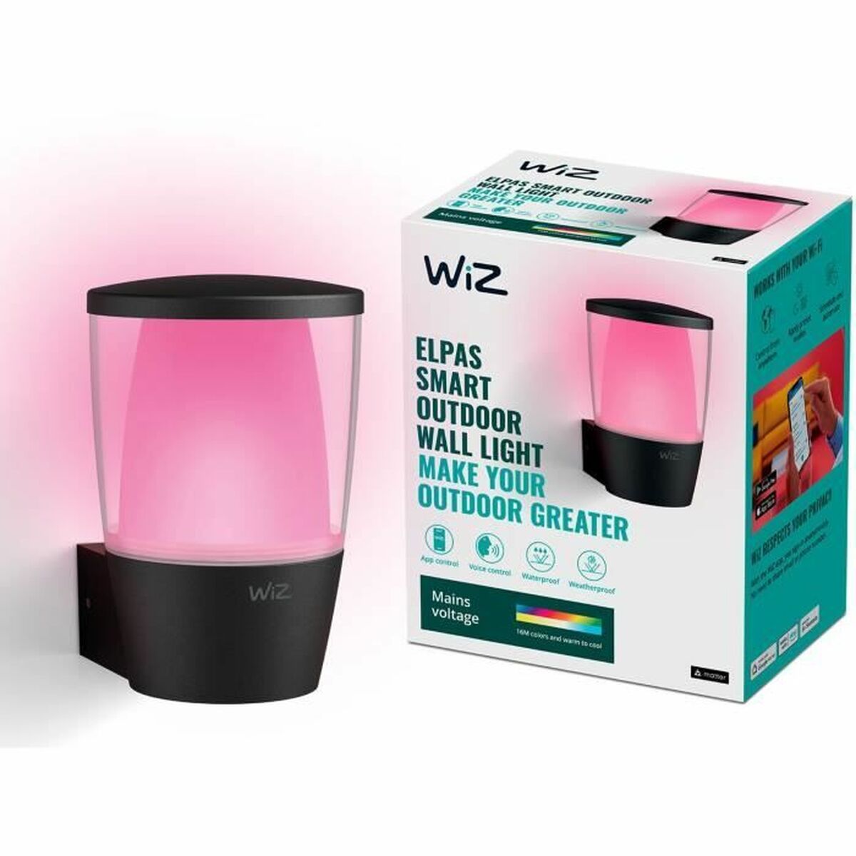 Wandlamp Wiz Zwart Metaal Plastic 950 Lm