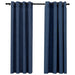 Gordijnen linnen-look verduisterend ogen 2 st 140x175 cm blauw