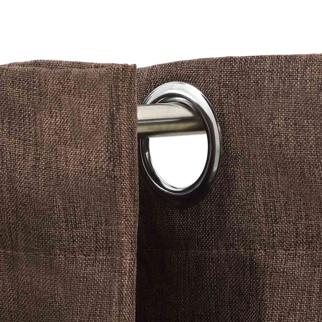 Gordijnen linnen-look verduisterend ogen 2 st 140x245 cm taupe