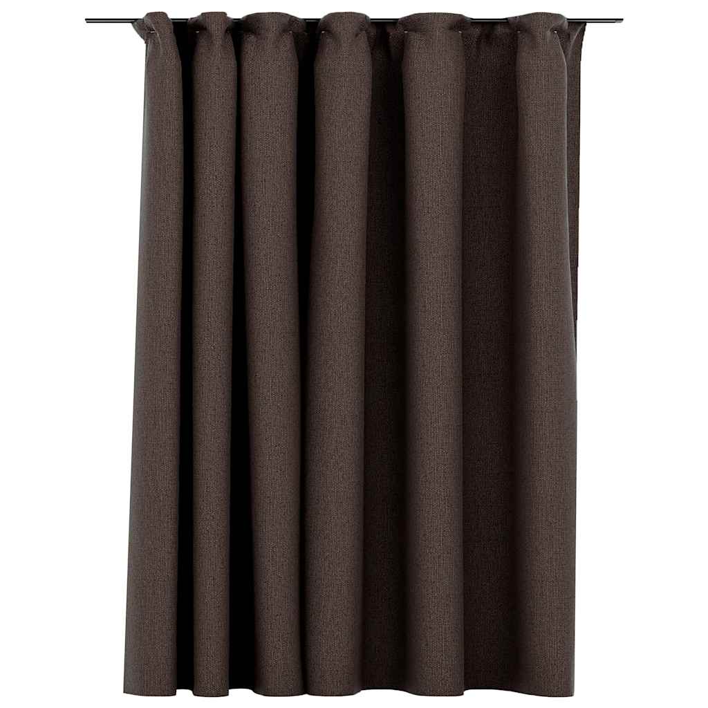Gordijn linnen-look verduisterend met haken 290x245 cm taupe