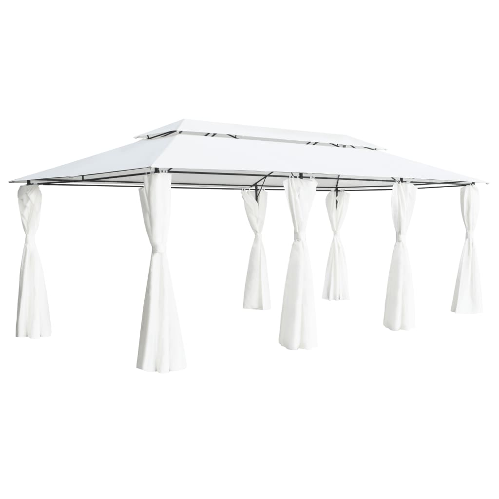 Prieel met gordijnen 180g/m² 600x298x270 cm wit