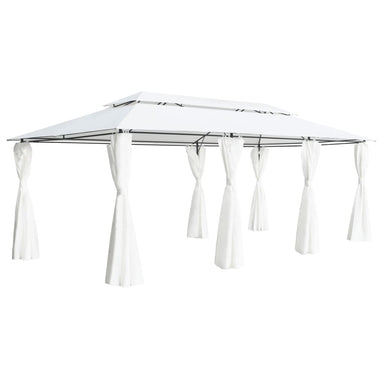 Prieel met gordijnen 180g/m² 600x298x270 cm wit