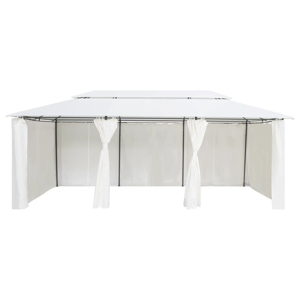 Prieel met gordijnen 180g/m² 600x298x270 cm wit