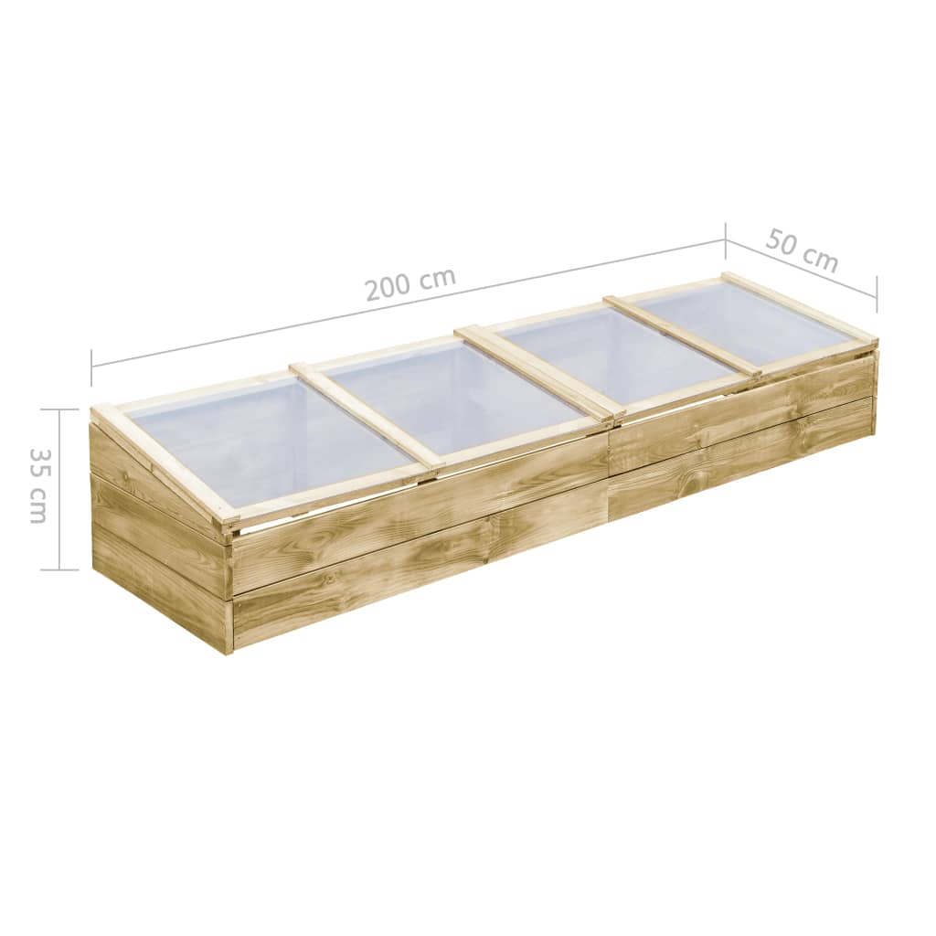Kweekkassen 2 st 200x50x35 cm geïmpregneerd grenenhout