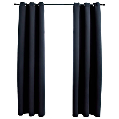 Verduisteringsgordijnen met ringen 2 stuks zwart 97x213 cm stof