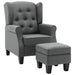 Fauteuil met voetenbankje stof lichtgrijs