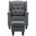 Fauteuil met voetenbankje stof lichtgrijs