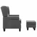 Fauteuil met voetenbankje stof lichtgrijs