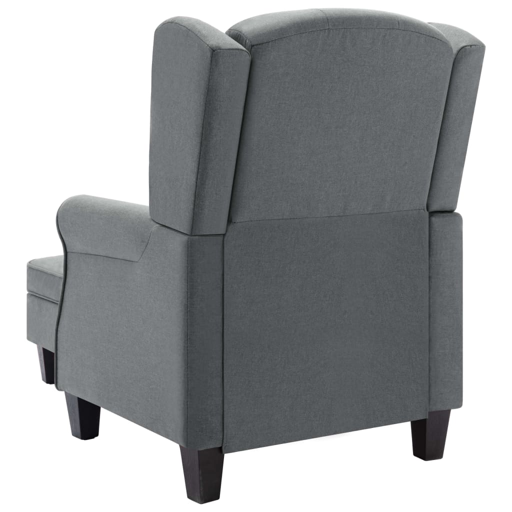 Fauteuil met voetenbankje stof lichtgrijs