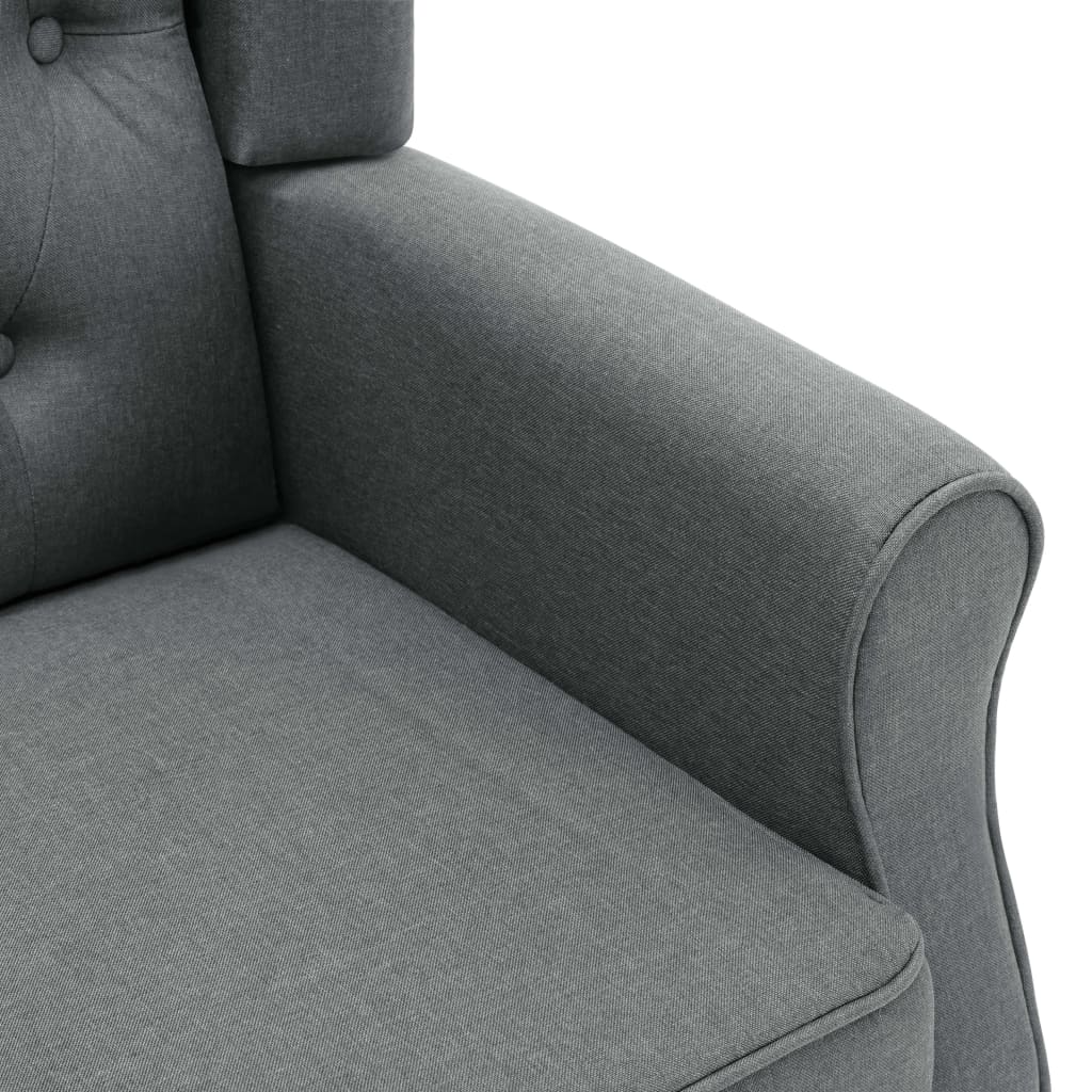Fauteuil met voetenbankje stof lichtgrijs