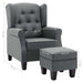 Fauteuil met voetenbankje stof lichtgrijs