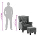 Fauteuil met voetenbankje stof lichtgrijs