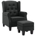 Fauteuil met voetenbankje stof donkergrijs
