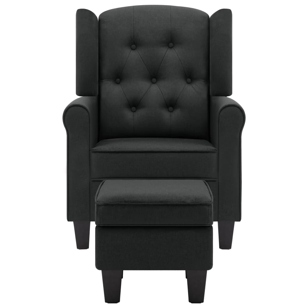 Fauteuil met voetenbankje stof donkergrijs