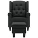 Fauteuil met voetenbankje stof donkergrijs