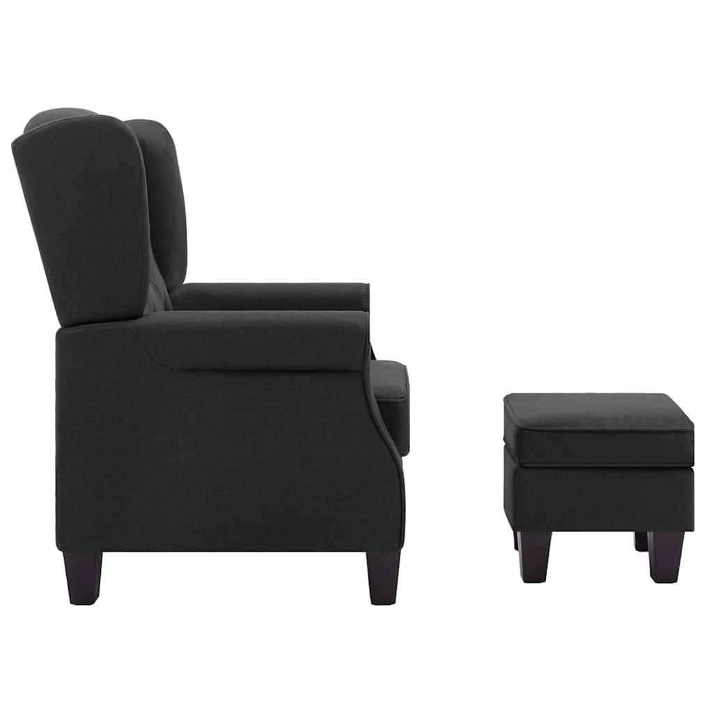 Fauteuil met voetenbankje stof donkergrijs
