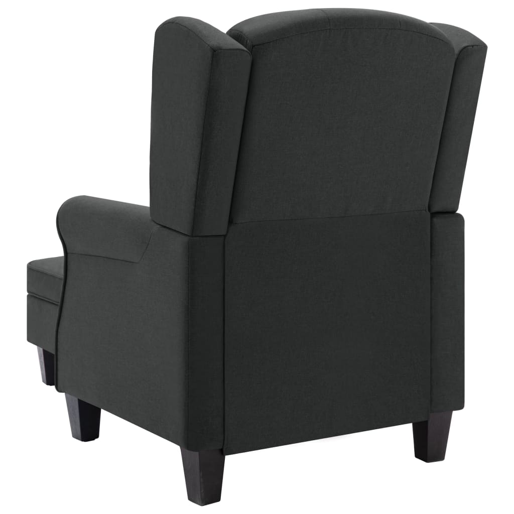 Fauteuil met voetenbankje stof donkergrijs