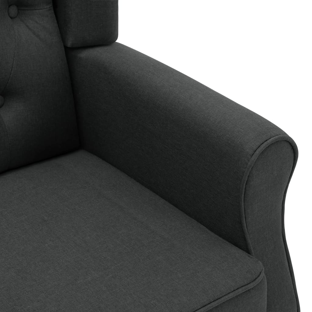 Fauteuil met voetenbankje stof donkergrijs