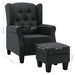 Fauteuil met voetenbankje stof donkergrijs