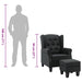 Fauteuil met voetenbankje stof donkergrijs