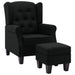 Fauteuil met voetenbankje stof zwart