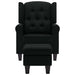 Fauteuil met voetenbankje stof zwart