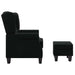 Fauteuil met voetenbankje stof zwart