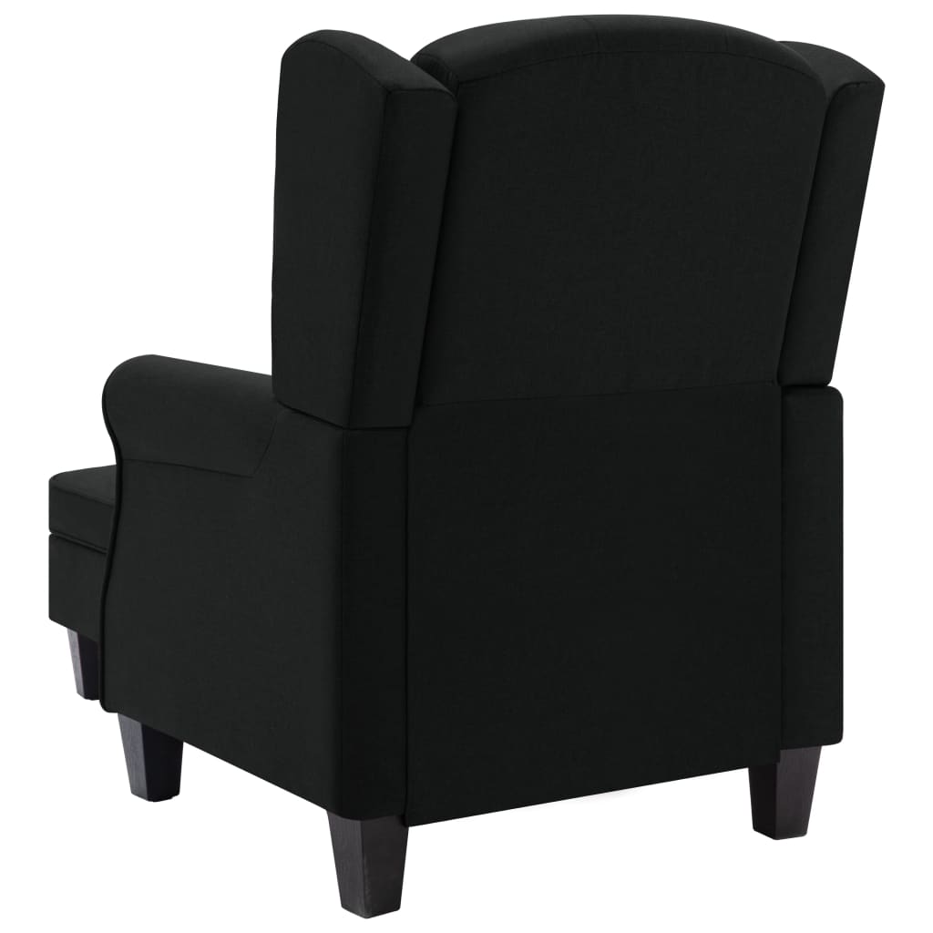 Fauteuil met voetenbankje stof zwart