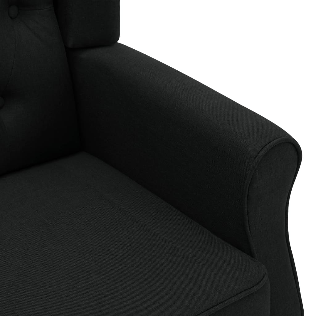 Fauteuil met voetenbankje stof zwart