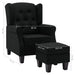 Fauteuil met voetenbankje stof zwart